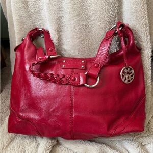 EUC Vintage The Sak Peace Themed Patent Leather Red Bag